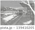 Rural Japanese train station at a countryside landscape pencil sketch Rural Japanese train station at a countryside landscape pencil sketch 139410205