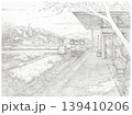 Rural Japanese railway station in countryside pencil sketch Rural Japanese railway station in countryside pencil sketch 139410206