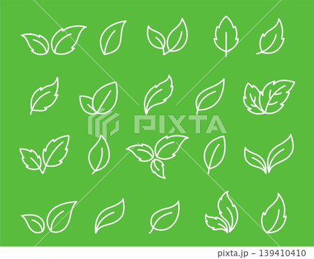 Plant leaves silhouettes icons, herb branches eco sign Plant leaves silhouettes icons, herb branches eco sign 139410410