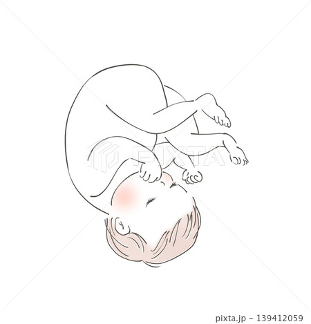 赤ちゃん　グレーの主線 139412059