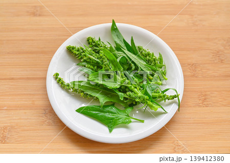 ほうれん草のつぼみと花と葉 139412380