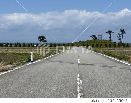 海へと続く道(撮影地:滑川海浜公園展望台付近 ※富山県滑川市、撮影時期:4月) 海へと続く道(撮影地:滑川海浜公園展望台付近 ※富山県滑川市、撮影時期:4月) 139413041