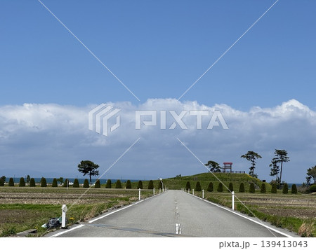 海へと続く道(撮影地:滑川海浜公園展望台付近 ※富山県滑川市、撮影時期:4月) 海へと続く道(撮影地:滑川海浜公園展望台付近 ※富山県滑川市、撮影時期:4月) 139413043