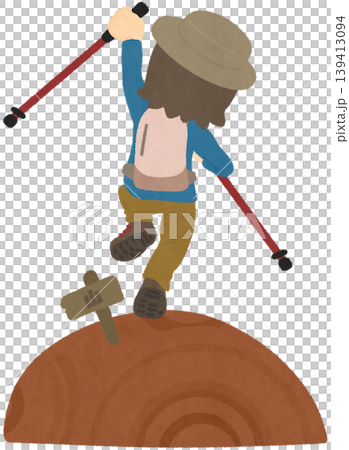 登山を楽しむ女性のイラスト 登山を楽しむ女性のイラスト 139413094