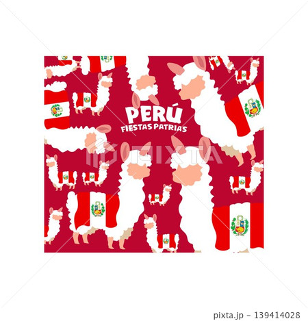 fiestas patrias peru Llama 28 29 july free vector illustration 139414028