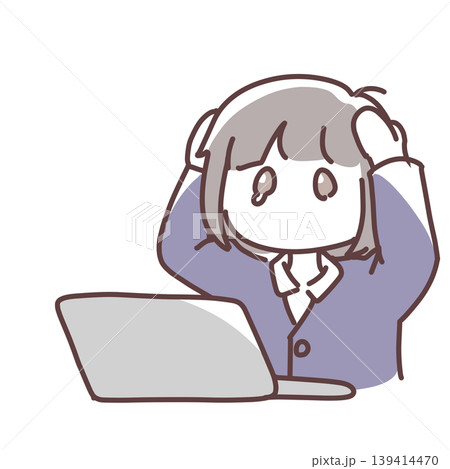 あたまを抱え涙を浮かべる女の子 あたまを抱え涙を浮かべる女の子 139414470