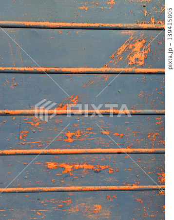 Lined rusted and painted weathered metal background patina 139415805