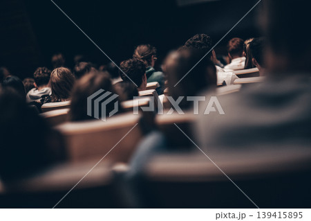 Rear view of unrecognizable people in audience at the conference hall. Business and entrepreneurship symposium 139415895