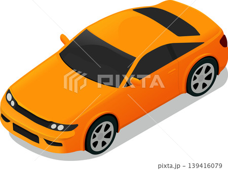 Modern orange sports car isometric vector illustration 139416079