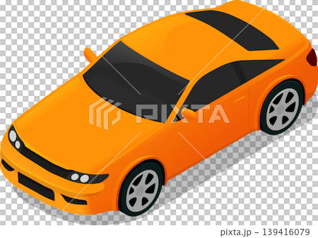 Modern orange sports car isometric vector illustration 139416079