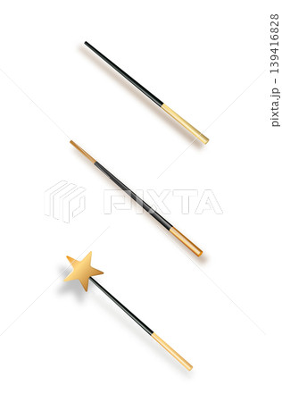 Realistic magic wand with set isolated on transparent background. Vector Realistic magic wand with set isolated on transparent background. Vector 139416828