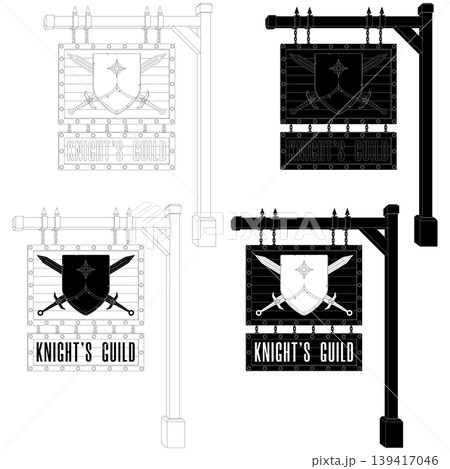 Warrior guild sign lines in BW art Warrior guild sign lines in BW art 139417046