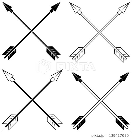 Crossed arrows outline in BW Crossed arrows outline in BW 139417050