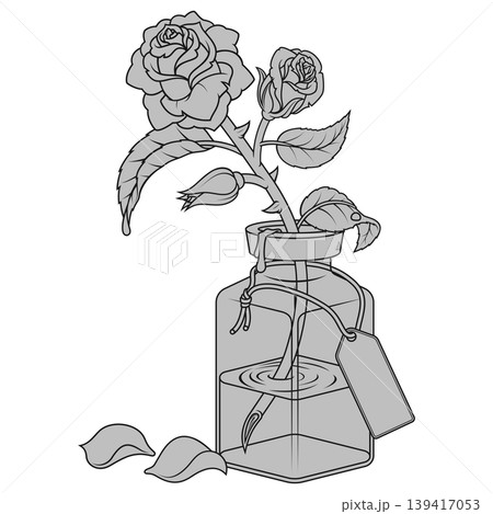 Jar with rose in grayscale tones 139417053