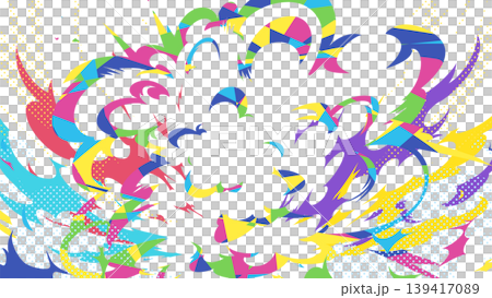 白い背景にカラフルでポップな爆発の背景イラスト素材_16:9 白い背景にカラフルでポップな爆発の背景イラスト素材_16:9 139417089