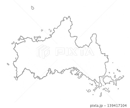 白地図　グレー色　山口県 139417104