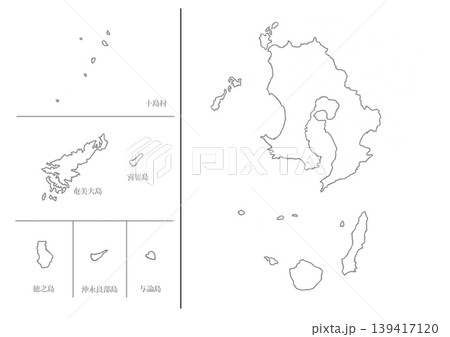 白地図　グレー色　鹿児島 139417120