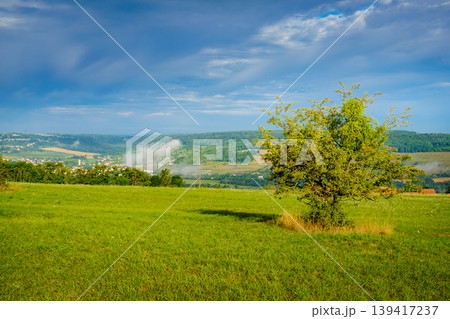 Green landscape with Arry village, Lorraine France. Green landscape with Arry village, Lorraine France. 139417237