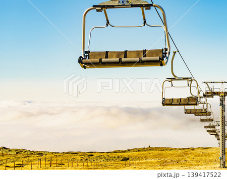 Chair lift in mountain, Serra da Estrela, Portugal 139417522