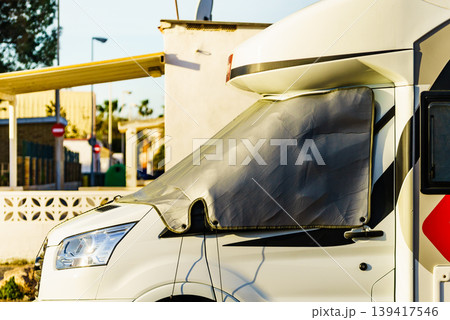 Motorhome with thermal screen blind Motorhome with thermal screen blind 139417546