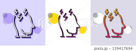Stress line icon. Halftone dotted pattern. Gradient icon with grain shadow. Anxiety depression sign. Mental health symbol. Line stress icon. Various designs. Vector Stress line icon. Halftone dotted pattern. Gradient icon with grain shadow. Anxiety depression sign. Mental health symbol. Line stress icon. Various designs. Vector 139417694