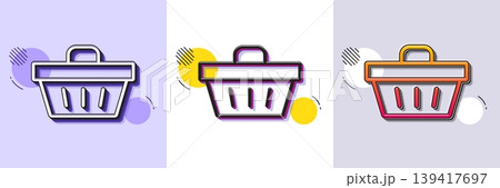 Shopping cart line icon. Halftone dotted pattern. Gradient icon with grain shadow. Online buying sign. Supermarket basket symbol. Line shopping basket icon. Various designs. Vector Shopping cart line icon. Halftone dotted pattern. Gradient icon with grain shadow. Online buying sign. Supermarket basket symbol. Line shopping basket icon. Various designs. Vector 139417697