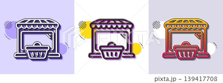 Online market line icon. Halftone dotted pattern. Gradient icon with grain shadow. Shopping cart sign. Retail marketplace symbol. Line online market icon. Various designs. Vector Online market line icon. Halftone dotted pattern. Gradient icon with grain shadow. Shopping cart sign. Retail marketplace symbol. Line online market icon. Various designs. Vector 139417708
