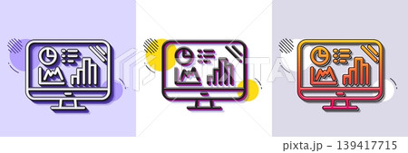 Analytics graph line icon. Halftone dotted pattern. Gradient icon with grain shadow. Column chart sign. Growth diagram symbol. Line analytics graph icon. Various designs. Vector Analytics graph line icon. Halftone dotted pattern. Gradient icon with grain shadow. Column chart sign. Growth diagram symbol. Line analytics graph icon. Various designs. Vector 139417715