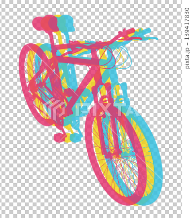 Black bicycle, side top view. Black leather saddle and handles. Png clipart isolated on transparent background 139417830