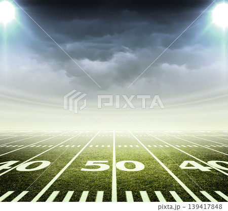 American soccer stadium with foggy sky 139417848