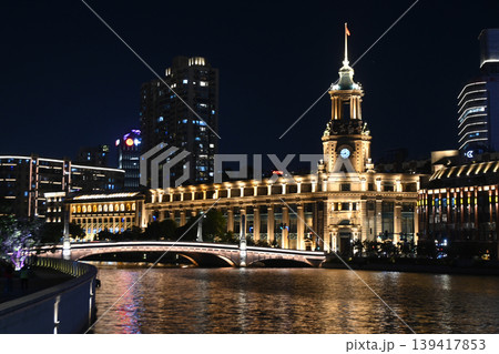 上海夜景・上海中央郵便局 139417853