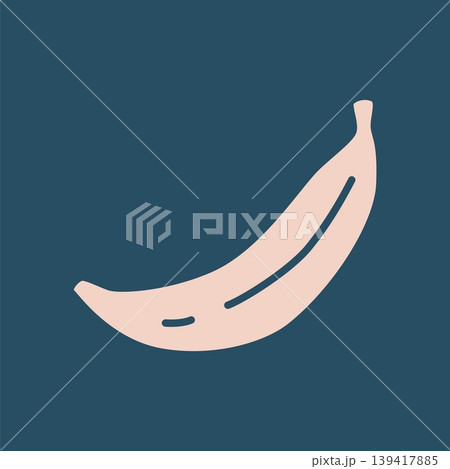 Banana doodle icon hand drawn in a modern minimalistic style and colored on dark background Banana doodle icon hand drawn in a modern minimalistic style and colored on dark background 139417885