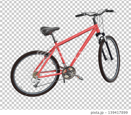 Red bicycle standing on kickstand Red bicycle standing on kickstand 139417899