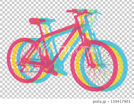 Bicycle in three colors. Mountain sport bike...のイラスト素材 [139417901] - PIXTA