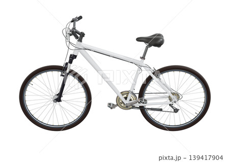 White bicycle, side view isolated on white background, 3D illustration White bicycle, side view isolated on white background, 3D illustration 139417904
