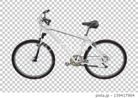 White bicycle, side view isolated on white background, 3D illustration White bicycle, side view isolated on white background, 3D illustration 139417904