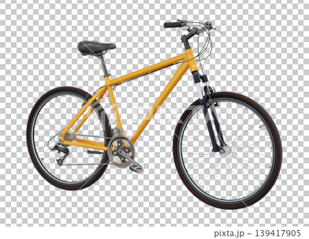 Orange bicycle, side front view isolated on white background, 3D illustration Orange bicycle, side front view isolated on white background, 3D illustration 139417905