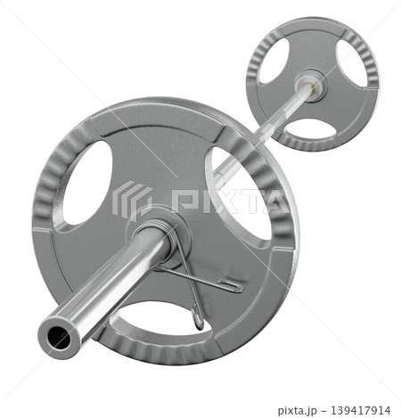 Cast Iron Olympic Adjustable Barbell, weightlifting gym equipment, side view 139417914