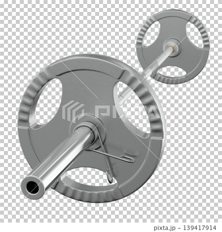 Cast Iron Olympic Adjustable Barbell, weightlifting gym equipment, side view 139417914