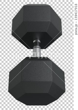 Blank Hex Dumbbell, weightlifting gym equipment top view 139417918