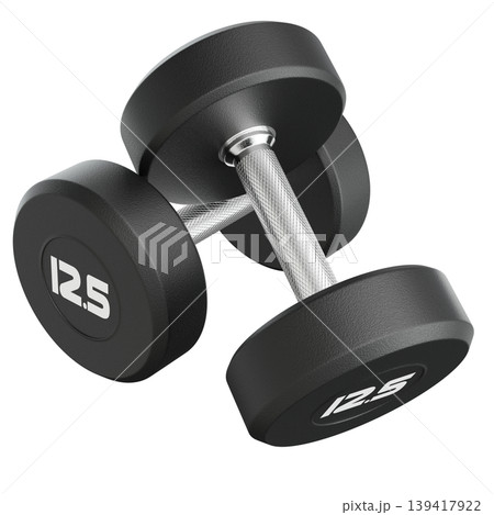 Two Blank Round Rubber Dumbbells with number 12.5, weightlifting gym equipment Two Blank Round Rubber Dumbbells with number 12.5, weightlifting gym equipment 139417922