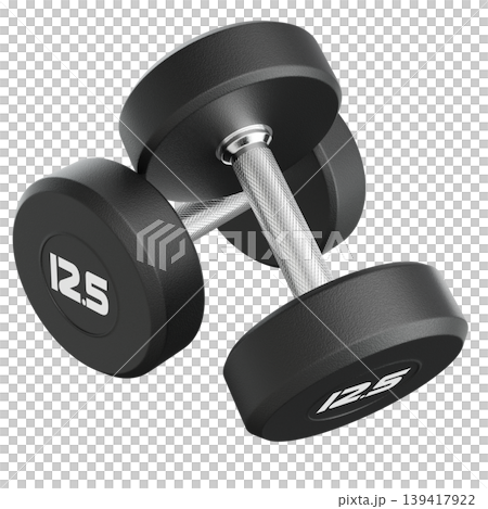 Two Blank Round Rubber Dumbbells with number 12.5, weightlifting gym equipment Two Blank Round Rubber Dumbbells with number 12.5, weightlifting gym equipment 139417922