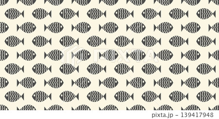 Nautical seamless pattern with swimming cartoon fish 139417948