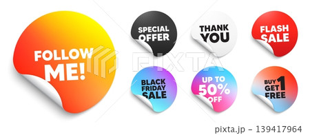 Follow me sticker tag. Special offer paper price tags. Follow me tag. Special offer sign. Super offer symbol. Discount, black friday sticker. Promo banner. Vector Follow me sticker tag. Special offer paper price tags. Follow me tag. Special offer sign. Super offer symbol. Discount, black friday sticker. Promo banner. Vector 139417964