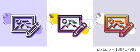Photo edit line icon. Halftone dotted pattern. Gradient icon with grain shadow. Image thumbnail with pencil sign. Picture placeholder symbol. Line photo edit icon. Various designs. Vector Photo edit line icon. Halftone dotted pattern. Gradient icon with grain shadow. Image thumbnail with pencil sign. Picture placeholder symbol. Line photo edit icon. Various designs. Vector 139417995