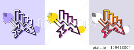 Saving electricity line icon. Halftone dotted pattern. Gradient icon with grain shadow. Electric power down trend sign. Reduce consumption symbol. Line saving electricity icon. Various designs. Vector Saving electricity line icon. Halftone dotted pattern. Gradient icon with grain shadow. Electric power down trend sign. Reduce consumption symbol. Line saving electricity icon. Various designs. Vector 139418004