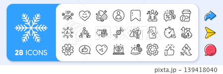 Avatar, Phone transfer and Correct answer line icons. Interest rate, AI generate, Inflation icons. Pack of Copper mineral, Piggy bank, Chemistry dna icon. Inflation, Teamwork, Timer pictogram. Vector Avatar, Phone transfer and Correct answer line icons. Interest rate, AI generate, Inflation icons. Pack of Copper mineral, Piggy bank, Chemistry dna icon. Inflation, Teamwork, Timer pictogram. Vector 139418040