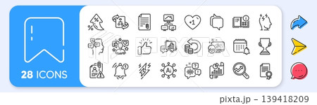 Search employee, Graph chart and Voicemail line icons. Interest rate, AI generate, Inflation icons. Pack of Analytics, Lightning bolt, Attachment icon. Work home, Reminder, Calendar pictogram. Vector 139418209