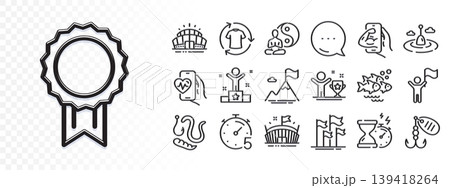 Fishing lure, Worms and Hourglass timer line icons for web app. Glare of light effect. Message icon. Pack of Yoga, Winner, Timer pictogram icons. Arena stadium, Fitness, Winner cup signs. Vector Fishing lure, Worms and Hourglass timer line icons for web app. Glare of light effect. Message icon. Pack of Yoga, Winner, Timer pictogram icons. Arena stadium, Fitness, Winner cup signs. Vector 139418264