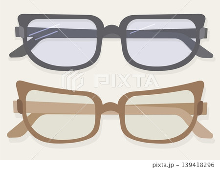 Minimalist Glasses Set Vector Two Versions of Modern Eyewear in Black Matte and Natural Wood Frame Professional Stationery Asset for Eco Branding and Design 139418296